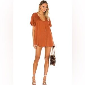 Free People Lovely Day Terracotta Rust “Redtile” linen Tunic top small NWT